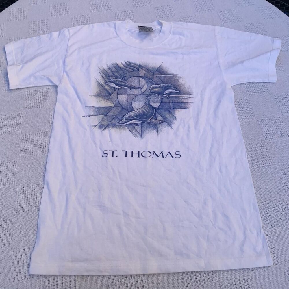 Unbranded Men's White and Blue T-shirt